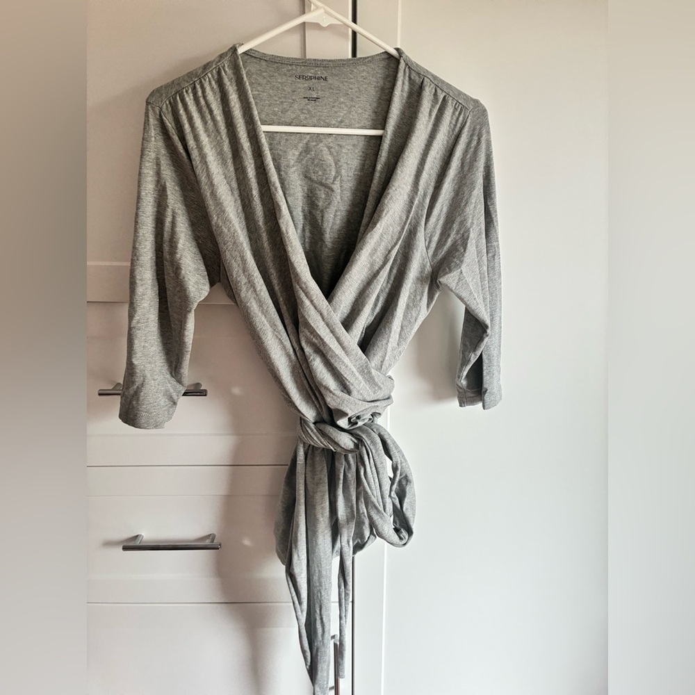 Seraphine Light Gray Women's Wrap Robe